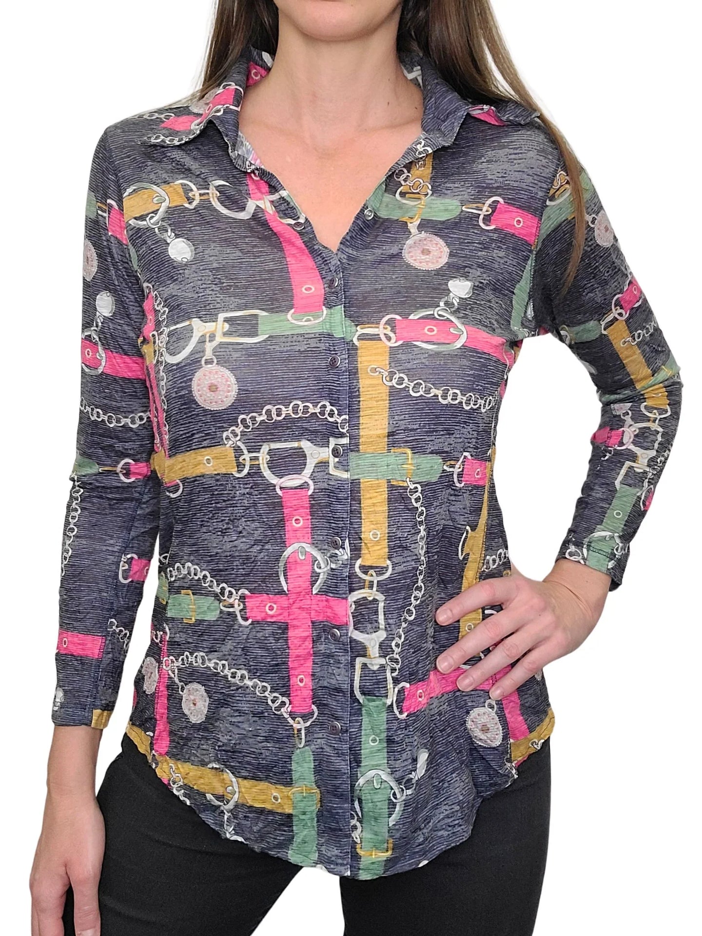 Crushed Long Sleeve 'Belt' Shirt