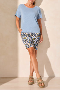 Crew Neck Top with Back Shirring