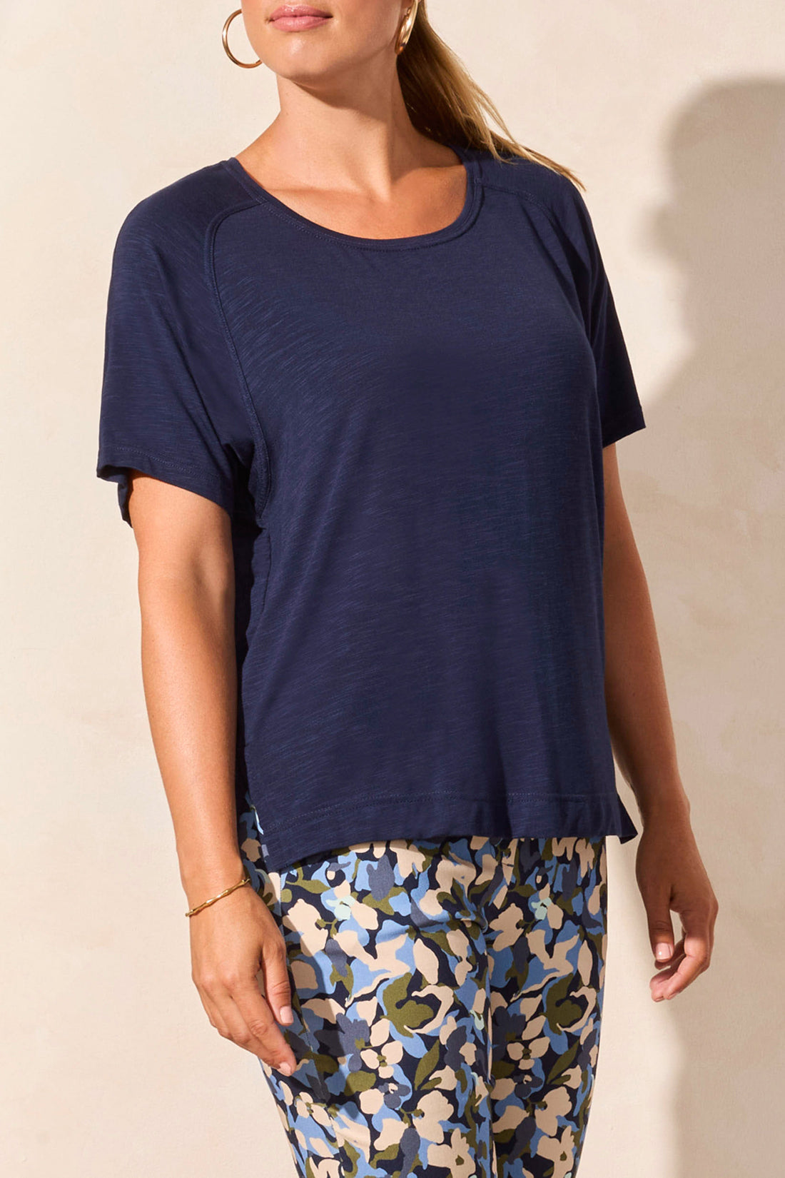 Crew Neck Top with Back Shirring