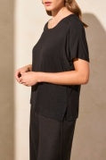 Crew Neck Top with Back Shirring