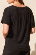 Crew Neck Top with Back Shirring