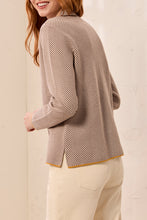 Split Neck Sweater with Piping