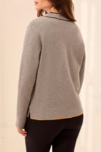 Split Neck Sweater with Piping