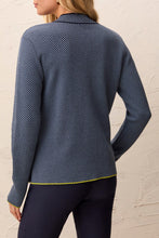 Split Neck Sweater with Piping
