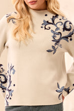 Funnel Neck Sweater with Scroll Detail