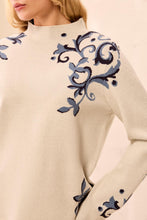 Funnel Neck Sweater with Scroll Detail