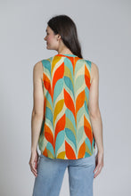 Button-Front Sleeveless Blouse