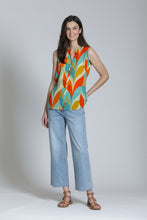 Button-Front Sleeveless Blouse