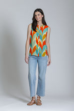 Button-Front Sleeveless Blouse