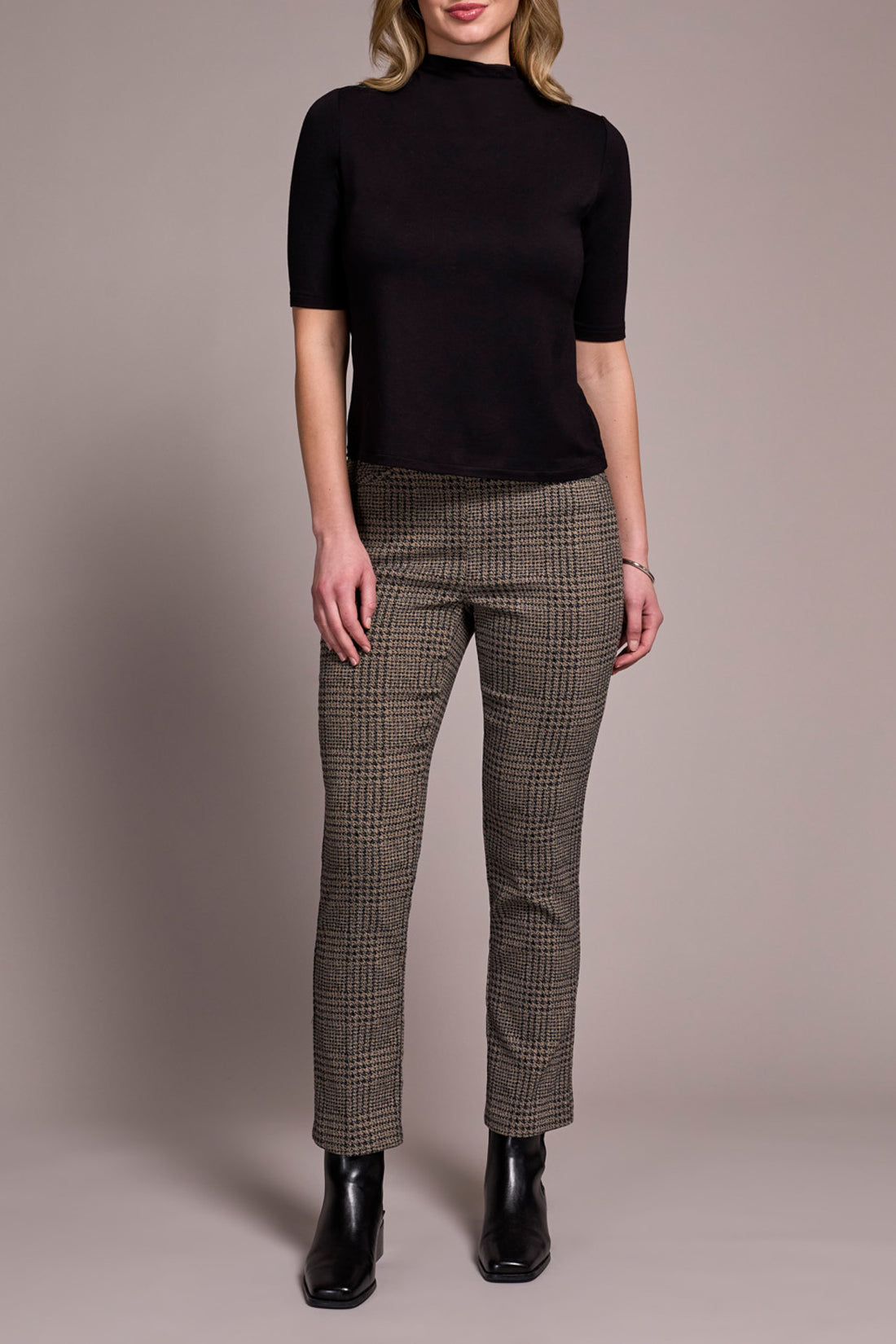 Funnel Neck Elbow Sleeve Top
