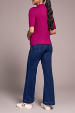 Funnel Neck Elbow Sleeve Top