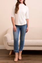 Funnel Neck Elbow Sleeve Top