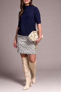 Funnel Neck Elbow Sleeve Top