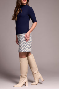Funnel Neck Elbow Sleeve Top