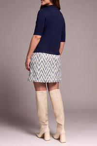 Funnel Neck Elbow Sleeve Top