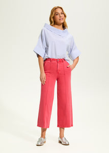 Suzanne Wide Crop Denim, Rouge