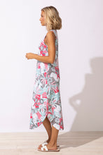Tropical Sleeveless Seamed Dress