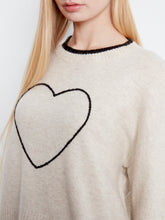 Crew Neck Sweater with Heart Embroidery
