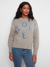Mock Neck Sweater with Denim Lettering