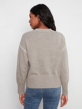 Mock Neck Sweater with Denim Lettering