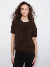 Short Sleeve Sweater with Scarf