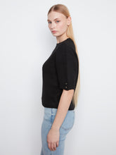 Elbow Sleeve Sweater with Button Detail