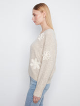 V-Neck Sweater with Flower Appliqué