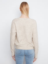 V-Neck Sweater with Flower Appliqué