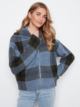 Zipper Front Plaid Sweater