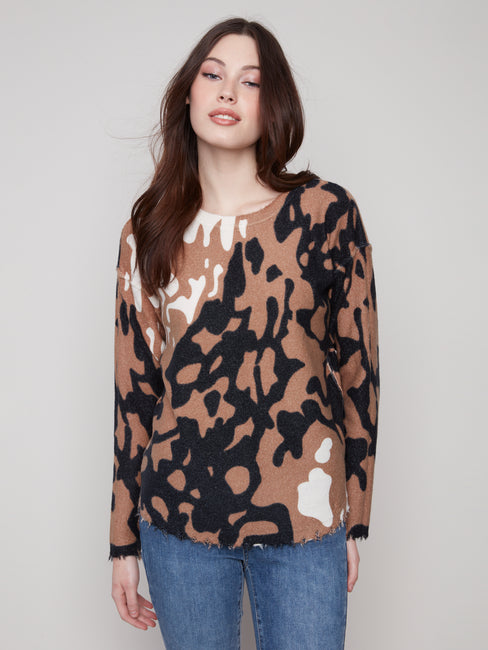 Reversible Sweater with Frayed Edges