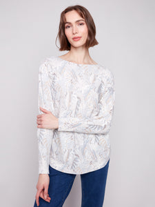 Printed Scoop Hem Sweater