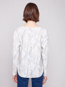 Printed Scoop Hem Sweater