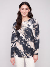 Printed Scoop Hem Sweater