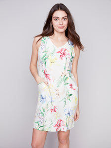 Sleeveless Printed Linen Dress