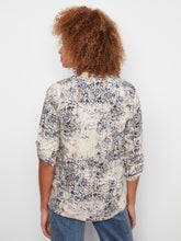 Printed V-Neck Rolled Sleeve Blouse