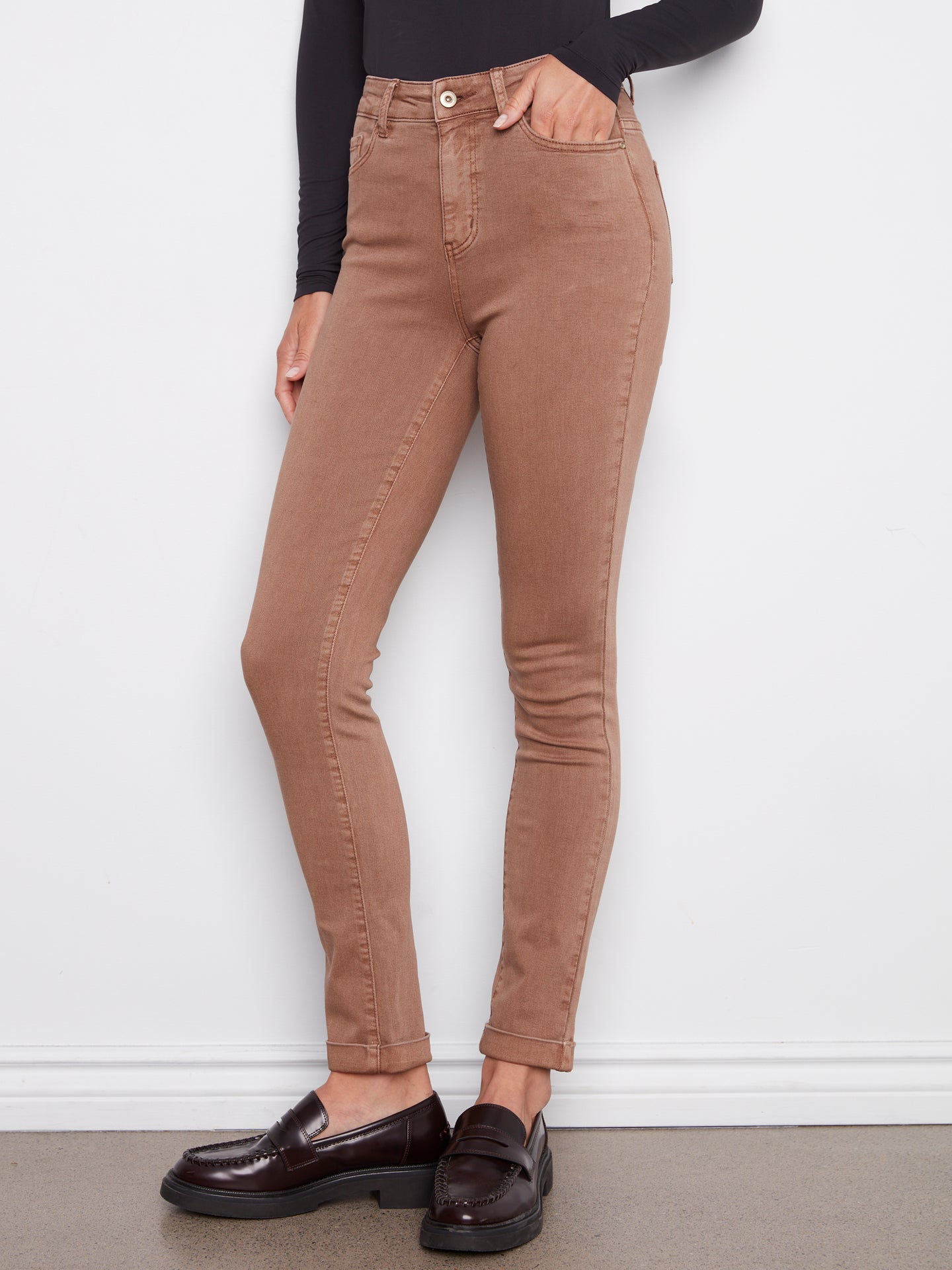 Cuffed Hem Twill Pant