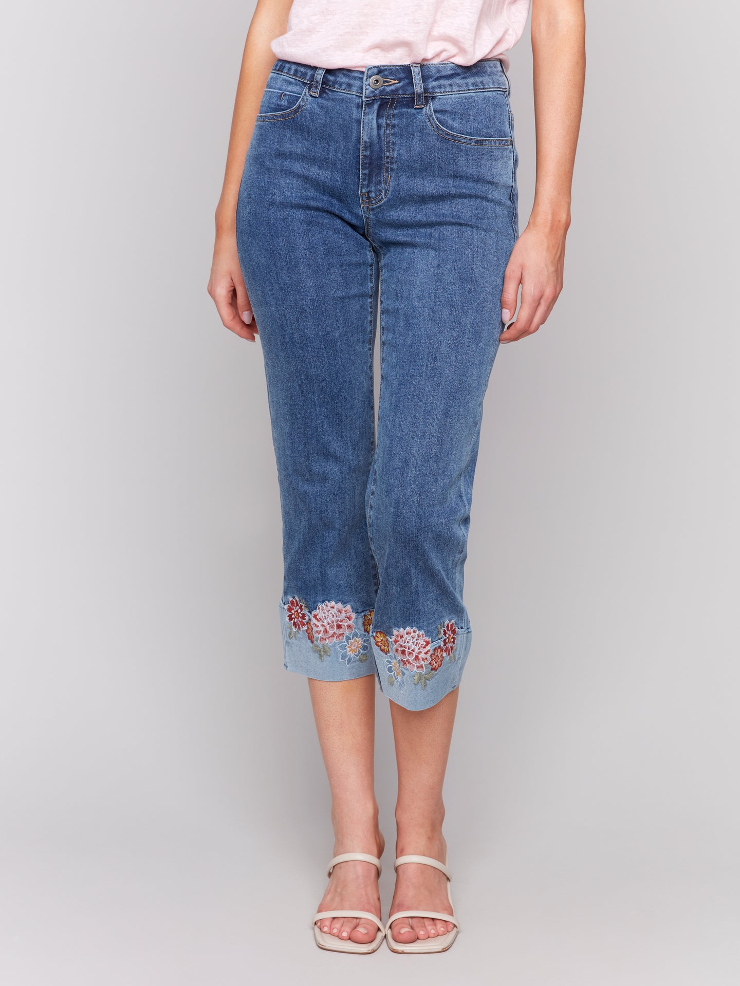 Crop Jean with Embroidered Cuff