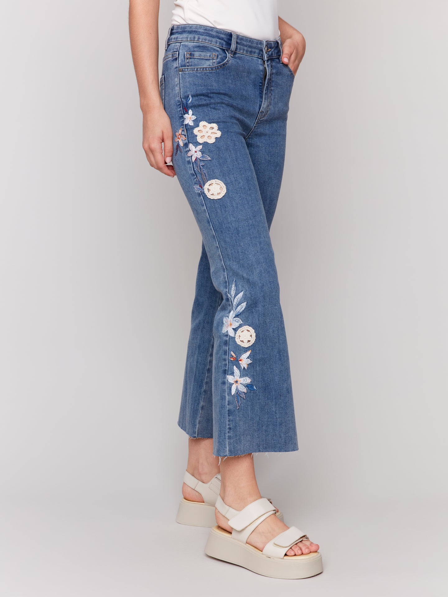 Embroidered Crochet Jean