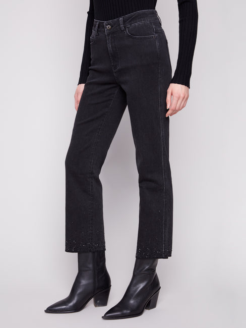 Straight Leg Rhinestone Jeans