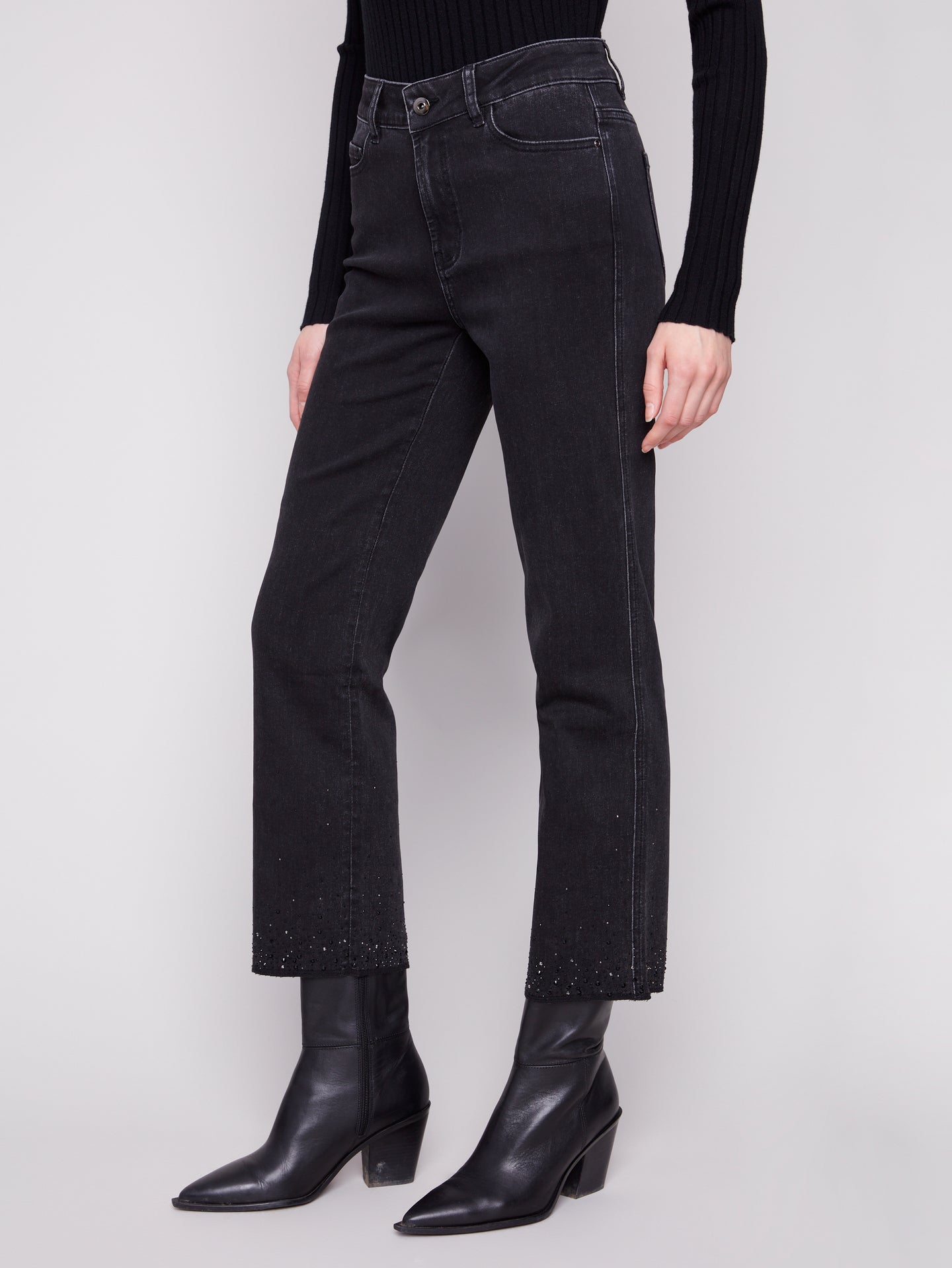 Straight Leg Rhinestone Jeans