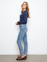 Slim Fit Jean with Embroidered Hem