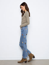 Tapered Leg Jean with Floral Embroidery