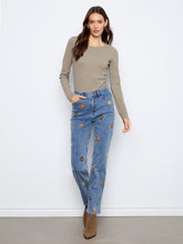 Tapered Leg Jean with Floral Embroidery