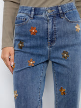 Tapered Leg Jean with Floral Embroidery