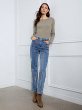 Tapered Leg Jean with Floral Embroidery