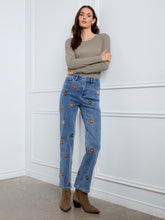 Tapered Leg Jean with Floral Embroidery
