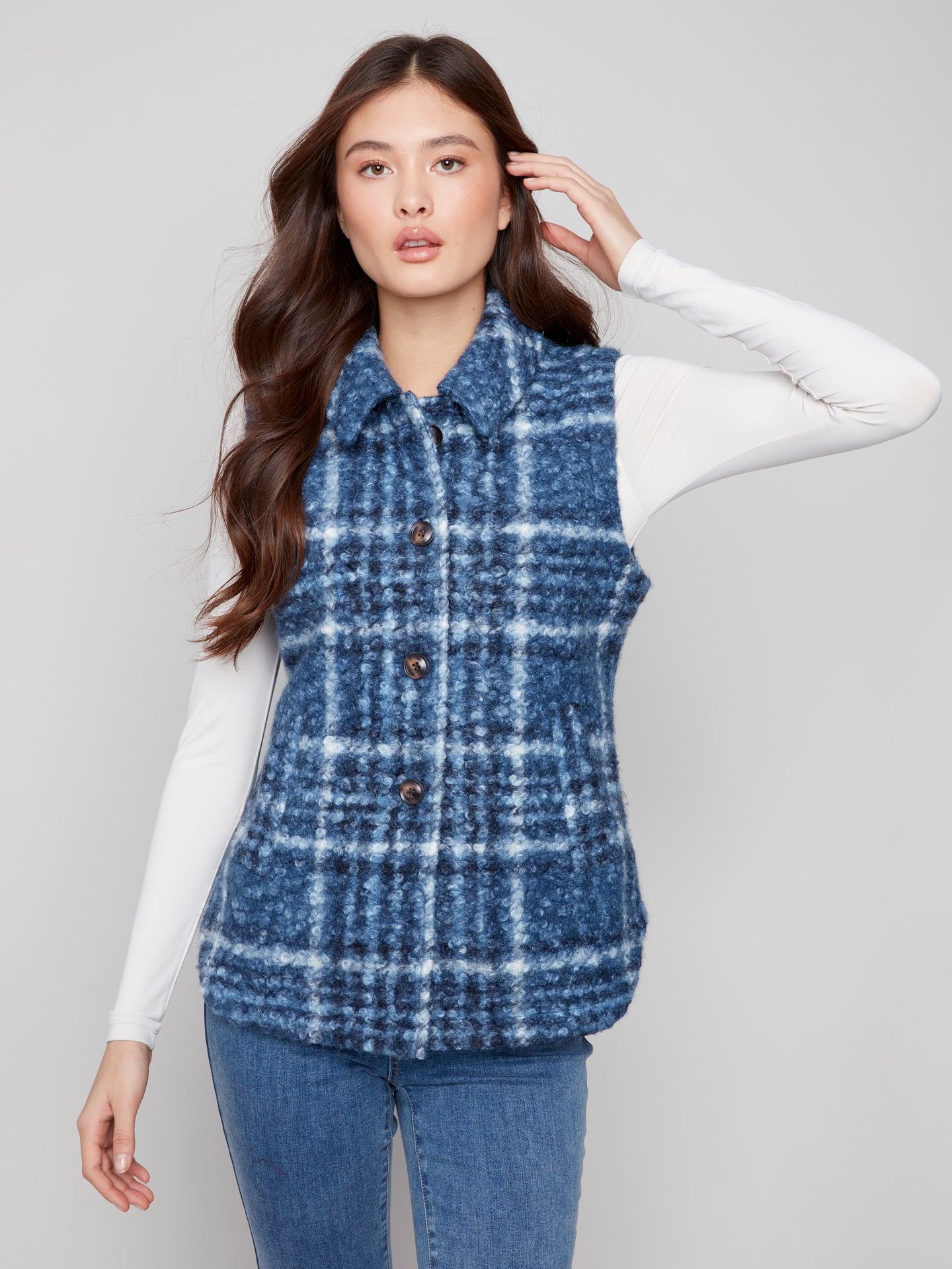 Plaid Boucle Vest