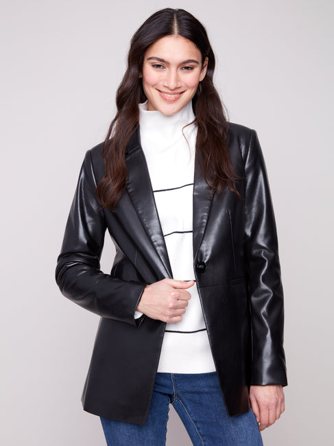 Vegan Leather  Blazer