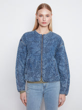 Denim Look Quilted Bomber Jacket