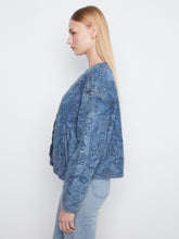 Denim Look Quilted Bomber Jacket